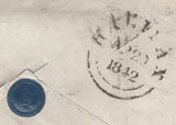 133319 1842 MAIL HALIFAX TO LEEDS, WAFER SEAL WITH ITALIC 'F'.