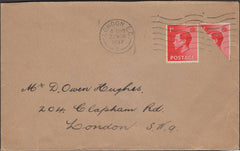 1937 MAIL USED IN LONDON WITH KING EDWARD VIII 1D BISECT (SG458).