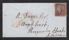 133636 1849 MOURNING ENVELOPE DEVONPORT, DEVON TO LONDON WITH 'DEVONPORT' TRAVELLER DATE STAMP (DN466).