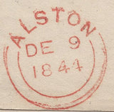 135004 1844 MAIL ALSTON, CUMBERLAND TO GLASGOW WITH 'PAID/at/ALSTON' UNIFORM PENNY POST HAND STAMP (CU28).