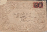 135016 1861 VALENTINE ENVELOPE WITH CARD USED LOCALLY BRAMPTON, CUMBERLAND.