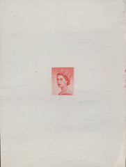 135021 1955 QE II CASTLE ISSUE DIE PROOF OF WILDING HEAD WITH DIADEM IN ROSE-RED ENGRAVED BY HAROLD BARD.