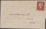 135179 CIRCA 1850 PRINTED WRAPPER 'BRISTOL AND EXETER RAILWAY EXTENSION' UNUSED TO BRISTOL WITH 1D (SG8)(GE).