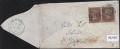 135251 1848 1D ARCHER EXPERIMENTAL PERFORATION PL.101 (SG16b) X 2 ON COVER JERSEY TO YORK.