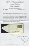 135251 1848 1D ARCHER EXPERIMENTAL PERFORATION PL.101 (SG16b) X 2 ON COVER JERSEY TO YORK.