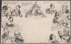 135441 1840 ORIGINAL SPOONER CARICATURE NO.5 WITH SCENES RELATING TO DELIVERY OF VARIOUS ITEMS.