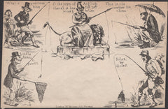 135442 1840 ORIGINAL SPOONER CARICATURE NO.11 WITH SCENES OF ANGLING.