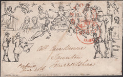 135694 1840 POSTALLY USED SOUTHGATE CARICATURE NO.1 FROM OXFORD TO TAUNTON.