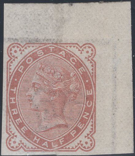 137413 1880 1½D VENETIAN RED (SG167) IMPERFORATE CORNER IMPRIMATUR.