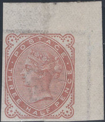 137413 1880 1½D VENETIAN RED (SG167) IMPERFORATE CORNER IMPRIMATUR.