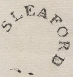 137445 1829 MAIL SLEAFORD TO LONDON WITH 'SLEAFORD' CIRCULAR HAND STAMP WITH MILEAGE ERASED (LI858).