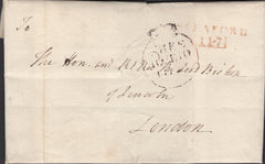 137450 1821 FREE MAIL RAUCEBY, LINCS TO LONDON WITH 'SLEAFORD/117' MILEAGE MARK (LI850).