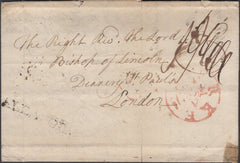 137451 1796 FREE MAIL BLANKNEY TO LONDON WITH 'SLEAFORD' HAND STAMP, UNRECORDED IN COUNTY CATALOGUE.