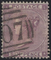 137491 1862 6D LILAC (SG84) VERY FINE USED.