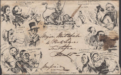 137565 1841 SPOONER CARICATURE NO.6 'CORRESPONDENCE ENVELOPE' POSTALLY USED CHATHAM TO SOUTHSEA.