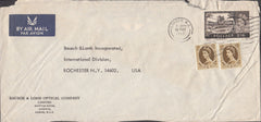 100357 1967 AIR MAIL LONDON TO USA WITH 2/6 CASTLE.