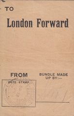 102851 - 1911 FIRST OFFICIAL U.K. AERIAL POST/"LONDON FORWARD" PRINTED BUNDLE LABEL.