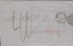 103182 - 1864 STAMPLESS LETTER NOTTINGHAM TO AMSTERDAM.
