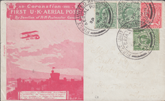 103268 - 1911 FIRST OFFICIAL U.K. AERIAL POST/LONDON ENVELOPE IN SCARLET KGV AND KEDVII STAMPS TO FRANCE.