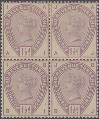 103650 - 1883-4 1½D LILAC AND GREEN COLOUR TRIAL.