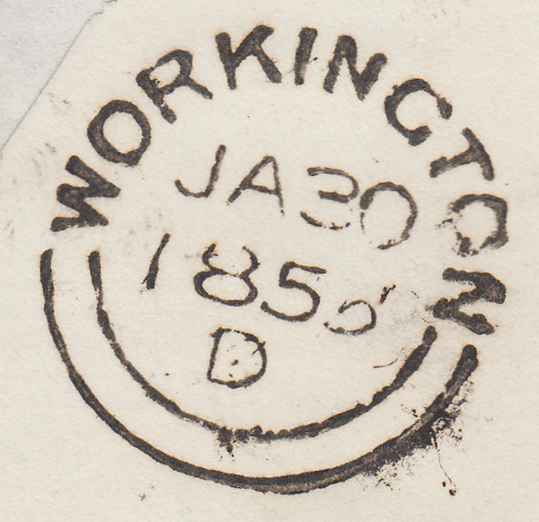 103754 - 1855 MAIL COCKERMOUTH TO WORKINGTON/2D BLUE PL.4 (SG14).