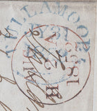 103863 - 1852 "438" IRISH NUMERAL OF TULLAMOOR IN BLUE ON COVER (SPEC B1xa CAT. £750).