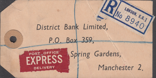 104104 - 1949 KGVI BANKERS PARCEL TAG/2/6 YELLOW-GREEN (SG476b).