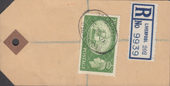 104136 - 1955 BANKERS HVP PARCEL TAG/2/6 YELLOW-GREEN (SG509).