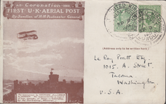 104392 - 1911 FIRST OFFICIAL U.K. AERIAL POST/LONDON POST CARD IN BROWN TO WASHINGTON, U.S.A.