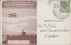 104455 - 1911 FIRST OFFICIAL U.K. AERIAL POST/USED LONDON POST CARD IN BROWN.