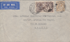 104786 - 1933 MAIL ILFORD, ESSEX TO BRAZIL 2/6D SEAHORSE (SG415A).