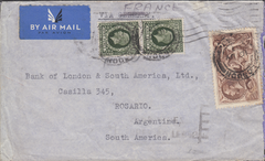 104803 - 1937 MAIL LONDON TO ARGENTINE 2/6D SEAHORSE (SG450).