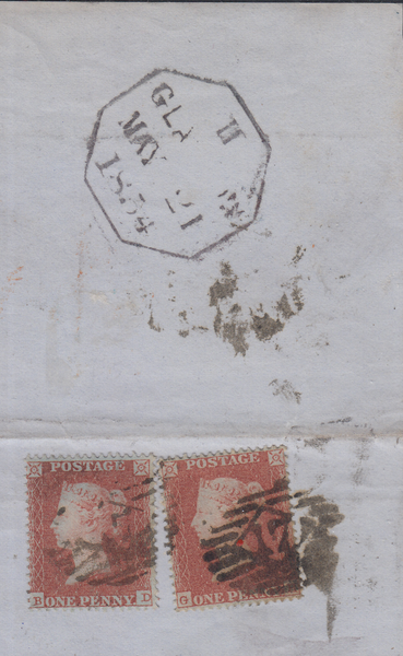 104872 - ARCHER EXPERIMENTAL PERFORATION (SG16b) PL.99 LETTERED BD AND GH ON 1854 PIECE.