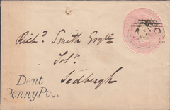 105117 CIRCA 1844 1D PINK ENVELOPE USED IN SEDBERGH WITH 'Dent/Penny Post' HAND STAMP (YK759). YORKS/DENT PENNY POST (YK759).
