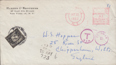 105634 - 1952 UNDERPAID MAIL NEW YORK TO CHIPPENHAM.