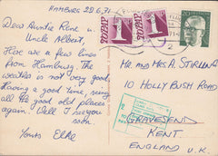 108102 - 1971 UNDERPAID MAIL GERMANY TO KENT.