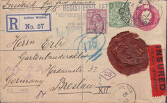 108499 - 1922 REGISTERED INSURED MAIL SAFFRON WALDEN TO GERMANY.