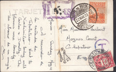 108973 - 1933 UNDERPAID MAIL MEXICO TO CHEPSTOW.