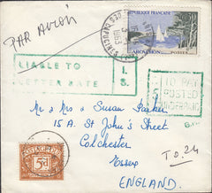 109104 - 1963 UNDERPAID MAIL FRANCE TO COLCHESTER.