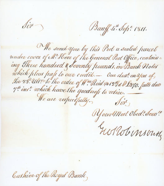 109258 - 1811 INTER BANKING MAIL BANFF TO EDINBURGH.