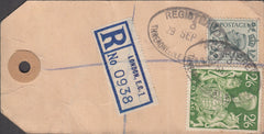 109682 - 1949 BANKER'S PARCEL TAG/KGVI 2/6 YELLOW-GREEN (SG476b).
