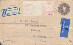 109698 - 1960 REGISTERED AIR MAIL LONDON TO USA/METER MARK/EX SPINK.