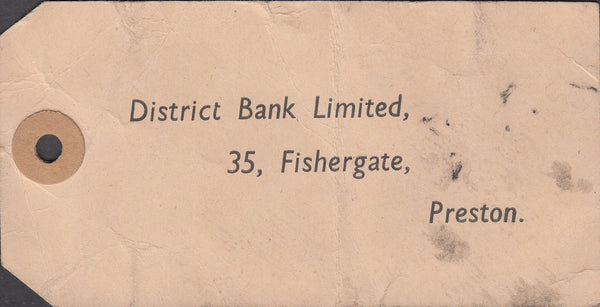 109727 - 1954 BANKER'S SPECIAL PACKET PARCEL TAG.