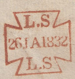 110349 - 1832 ESSEX/"PENNY POST" HAND STAMP OF ROCHFORD TYPE P (EX363).