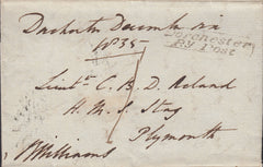 110391 - 1835 DORSET FREE MAIL TO "H.M.S. STAG"/"DORCHESTER PENNY POST" (DT247).