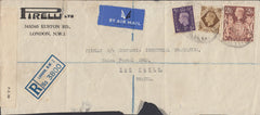 110464 - 1940 REGISTERED MAIL LONDON TO BRAZIL/2/6 BROWN (SG476).