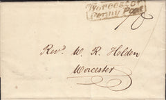 110827 - 1834 MAIL WIMBORNE TO WORCESTER/"WORCESTER PENNY POST" (WO904).