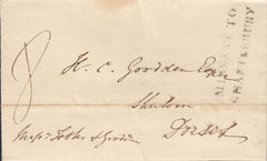 110927 - 1833 DORSET/"MISSENT TO SHAFTESBURY" HAND STAMP (DT477).