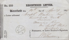 110934 - 1859 REGISTERED LETTER RECEIPT/BRUTON SOMERSET.