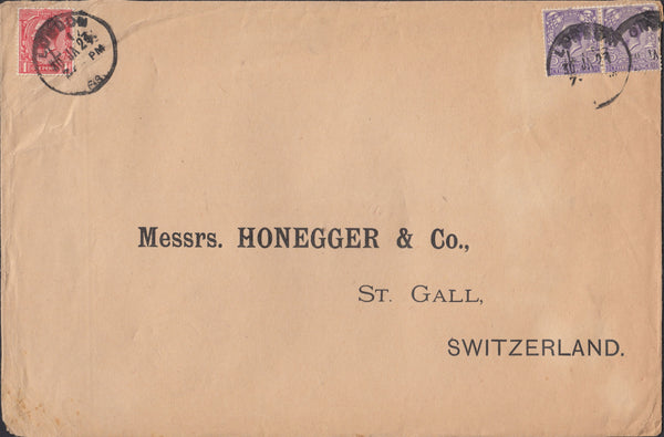 111140 - 1923 MAIL LONDON TO SWITZERLAND/LATE FEE.